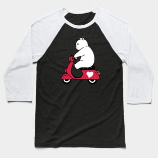 Cute Bear On Motorcycle Baseball T-Shirt